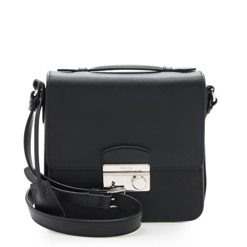 Prada Saffiano Lux Leather Pushlock Crossbody