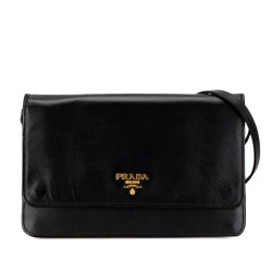 Prada Saffiano Metal Flap Wallet With Strap