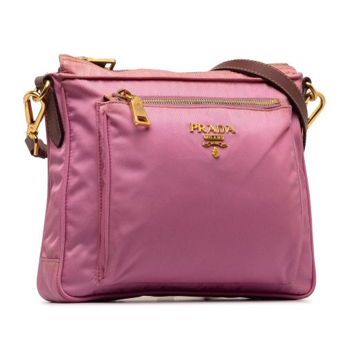 Prada Saffiano Trimmed Tessuto Crossbody