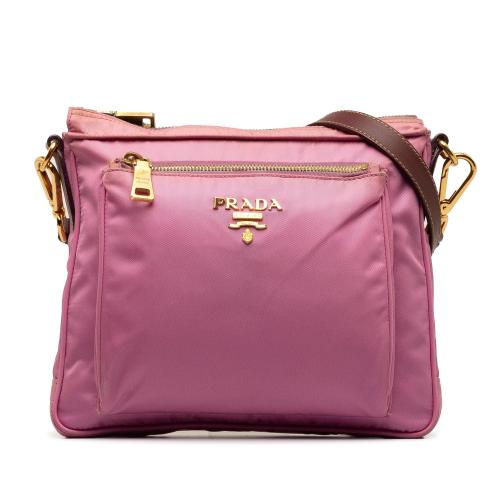 Prada Saffiano Trimmed Tessuto Crossbody