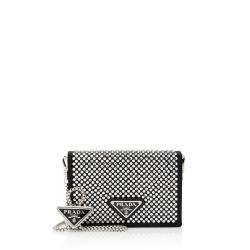 Prada Satin Crystal Cardholder with Chain