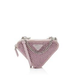 Prada Satin Crystal Triangle Mini Crossbody