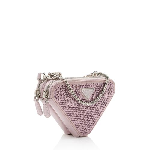 Prada Satin Crystal Triangle Mini Crossbody