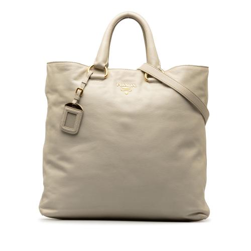 Prada Soft Calf Convertible Shopper Tote