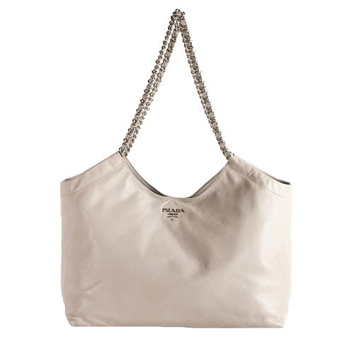 Prada Soft Calf Leather Chain Tote