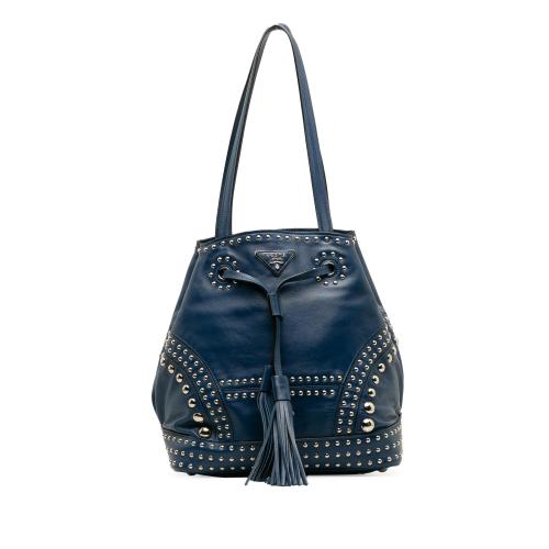 Prada Soft Calf Studded Bucket Bag