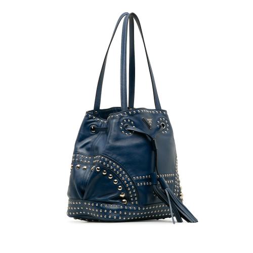 Prada Soft Calf Studded Bucket Bag