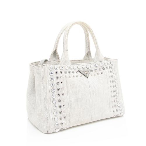 Prada Studded Crystal Denim Tote