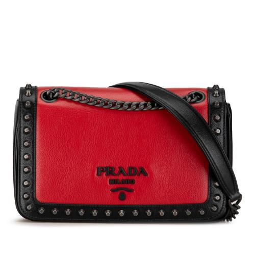 Prada Studded Glace Calf Crossbody