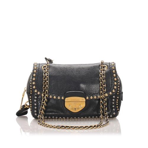 Prada Studded Leather Shoulder Bag