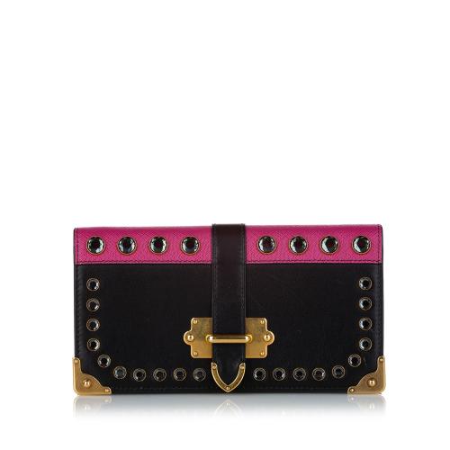 Prada Studded Mini Cahier Leather Crossbody Bag