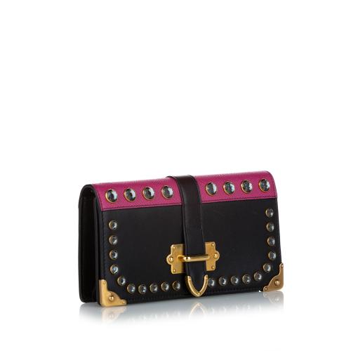 Prada Studded Mini Cahier Leather Crossbody Bag