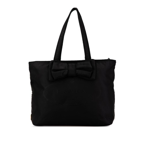 Prada Tessuto Canapa Logo Bow Tote