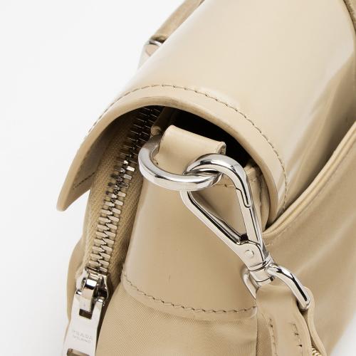 Prada Re-Nylon Patent Leather Double Pocket Crossbody