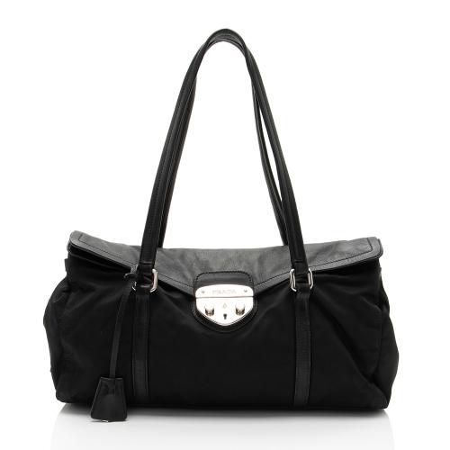 Prada Tessuto Pushlock Foldover Satchel