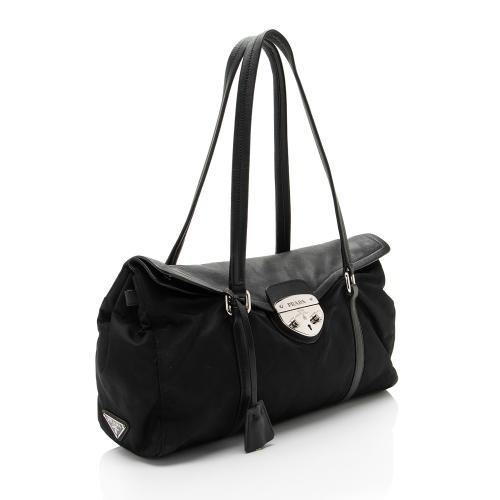 Prada Tessuto Pushlock Foldover Satchel