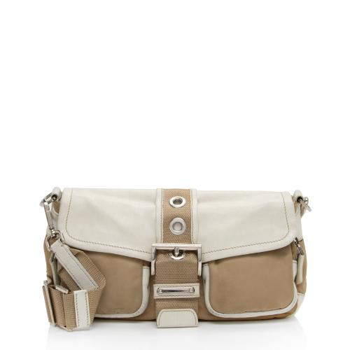 Prada Tessuto Vitello Buckle Flap Bag