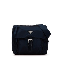 Prada Tessuto Zip Buckle Messenger Bag