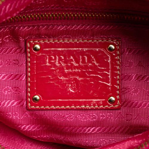 Prada Vernice Trimmed Tessuto Flap Crossbody