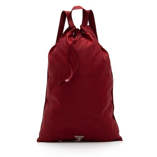 Prada Vintage Tessuto Drawstring Flat XL Backpack