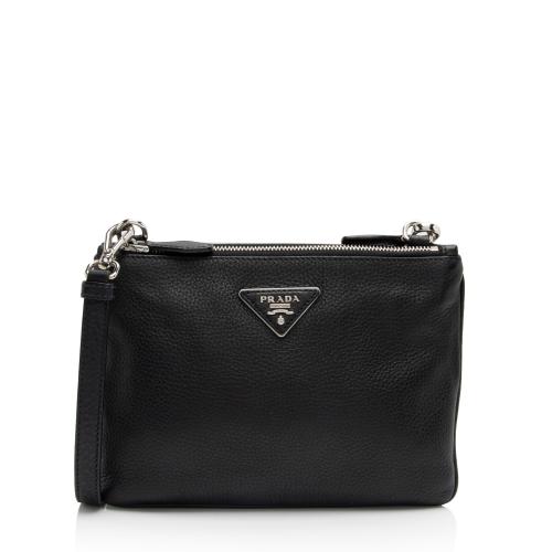 Prada Vitello Daino Double Zip Crossbody