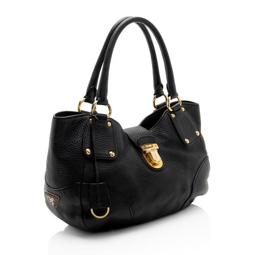 Prada Vitello Daino Leather Pushlock Tote