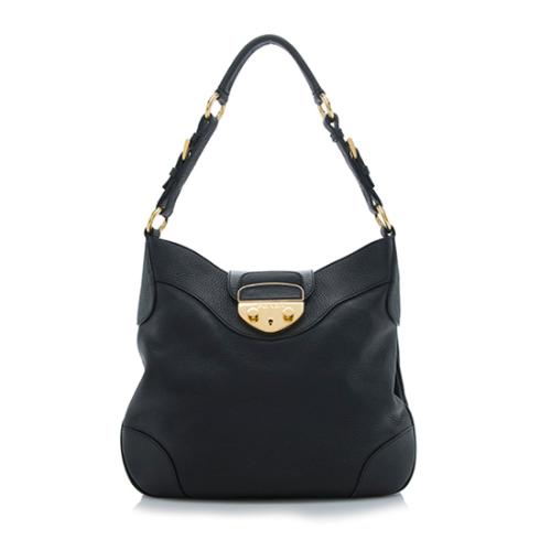 Prada Vitello Daino Pushlock Shoulder Bag