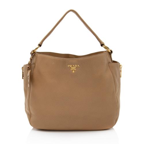 Prada Vitello Daino Side Pocket Zip Large Hobo