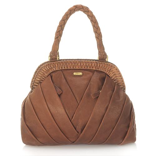 Rafe New York Pleated Lambskin Cameron Rattan Frame Shoulder Handbag