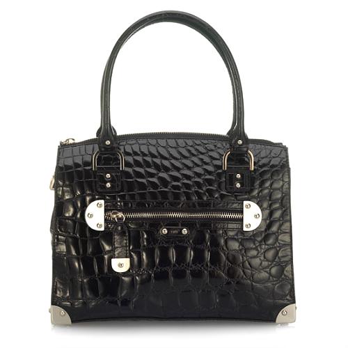 Rafe New York Shiny Croc Amy Medium Shoulder Handbag