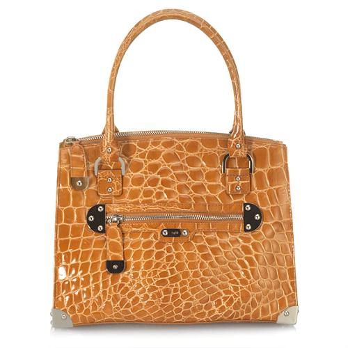 Rafe New York Shiny Croc Amy Medium Shoulder Handbag