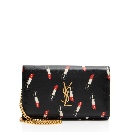 Saint Laurent Calfskin Lipstick Monogram Wallet on Chain