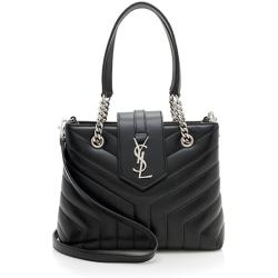 Saint Laurent Matelasse Calfskin Monogram LouLou Chain Small Tote