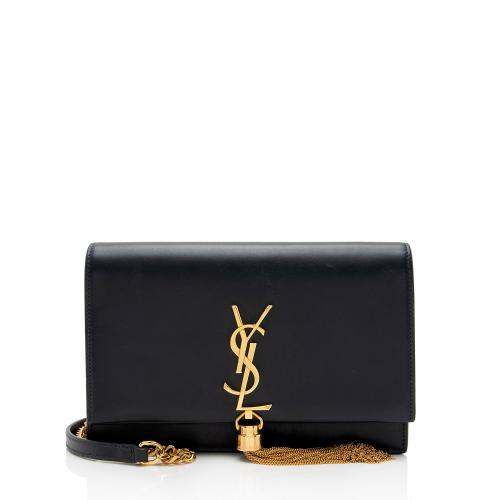 Saint Laurent Calfskin Monogram Kate Tassel Chain Wallet