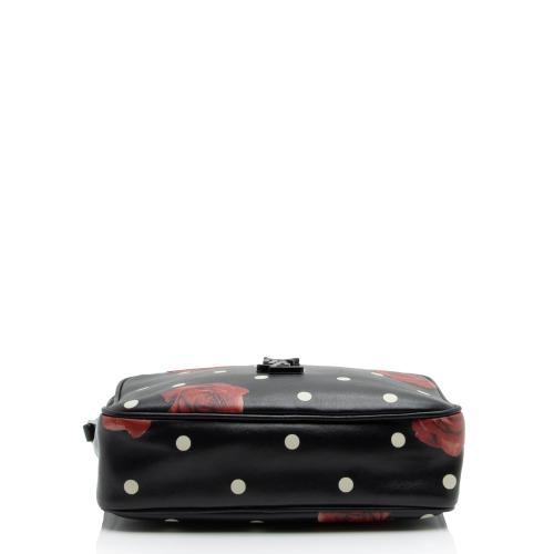 Saint Laurent Calfskin Rose Print Monogram Lou Camera Bag