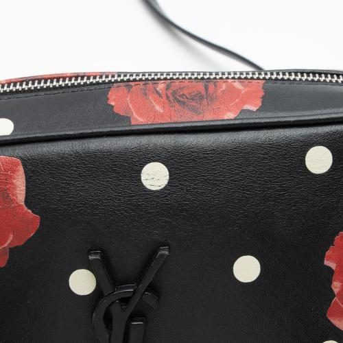 Saint Laurent Calfskin Rose Print Monogram Lou Camera Bag