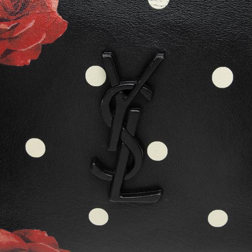 Saint Laurent Calfskin Rose Print Monogram Lou Camera Bag