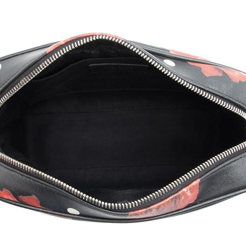 Saint Laurent Calfskin Rose Print Monogram Lou Camera Bag