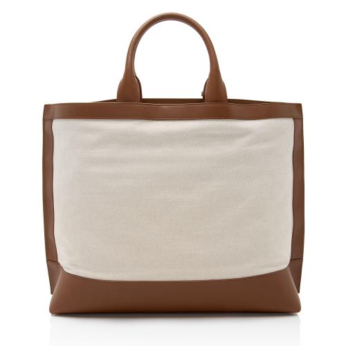 Saint Laurent Linen Calfskin Cabas Tote