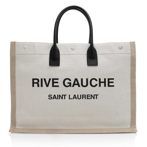 Saint Laurent Canvas Calfskin Rive Gauche Large Tote