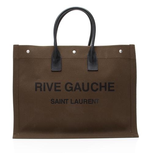 Saint Laurent Canvas Calfskin Rive Gauche Large Tote