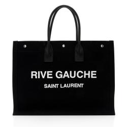 Saint Laurent Canvas Calfskin Rive Gauche Large Tote