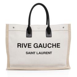 Saint Laurent Canvas Calfskin Rive Gauche Large Tote