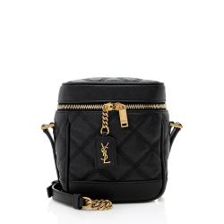 Saint Laurent Carré-Quilted Grain de Poudre Leather 80's Vanity Bag