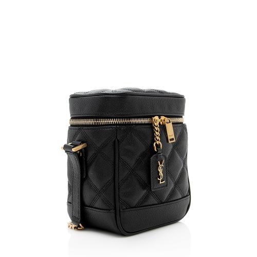 Saint Laurent Carré-Quilted Grain de Poudre Leather 80s Vanity Bag