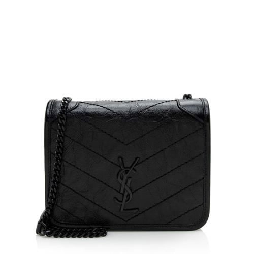 Saint Laurent Crinkled Calfskin Monogram Niki Chain Wallet