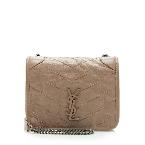 Saint Laurent Crinkled Calfskin Monogram Niki Chain Wallet