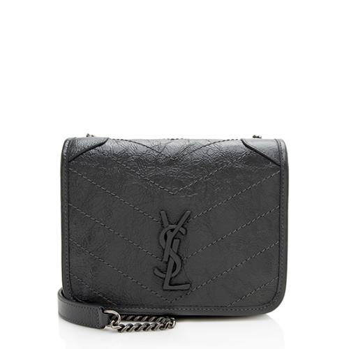 Saint Laurent Crinkled Calfskin Monogram Niki Chain Wallet