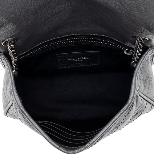 Saint Laurent Crinkled Calfskin Monogram Niki Chain Wallet