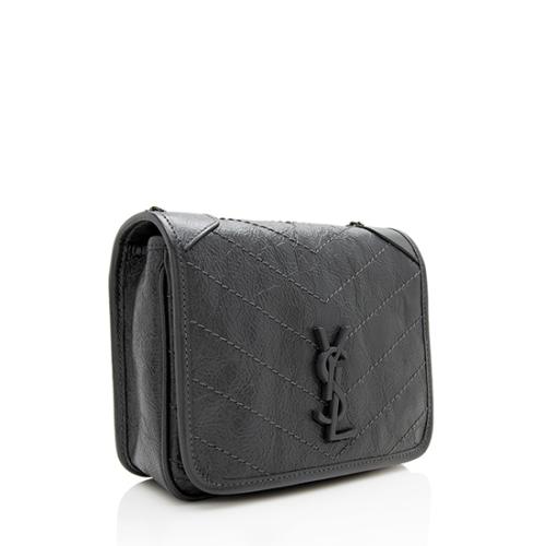 Saint Laurent Crinkled Calfskin Monogram Niki Chain Wallet